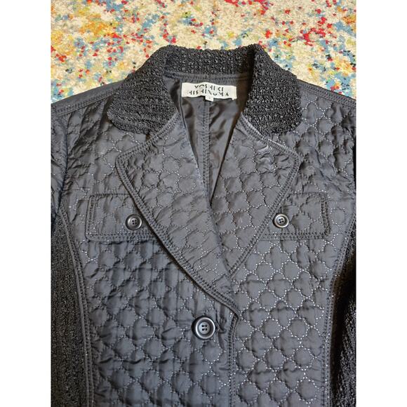 Vintage 90's Yoshiki Hishinuma Black Quilted Crinkle Peplum Jacket Size 2 - Picture 2 of 10